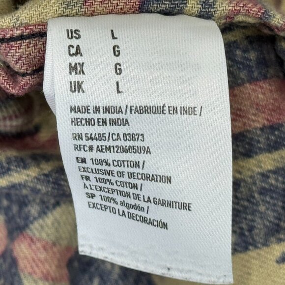 American Eagle AE Aztec Shirt Mens L Button Down Western Southwest Rodeo Pocket - Picture 4 of 7